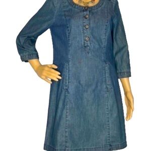 Boden Blue Chambray Denim
Dress 3/4 Sleeve 100% Cotton...